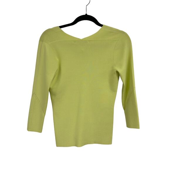Adrienne Vittadini Celadon V-Neck Knit 3/4 Sleeve Light Green Top Womens Small - Picture 4 of 4